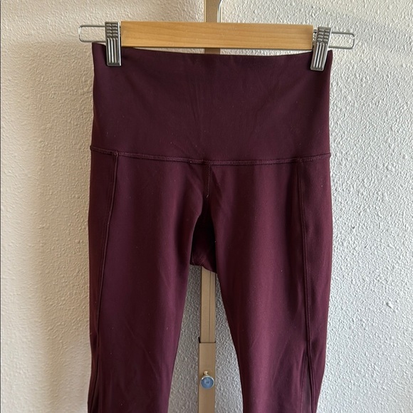 Lululemon High-Waisted Burgundy Leggings full length Size 4 - Picture 2 of 7
